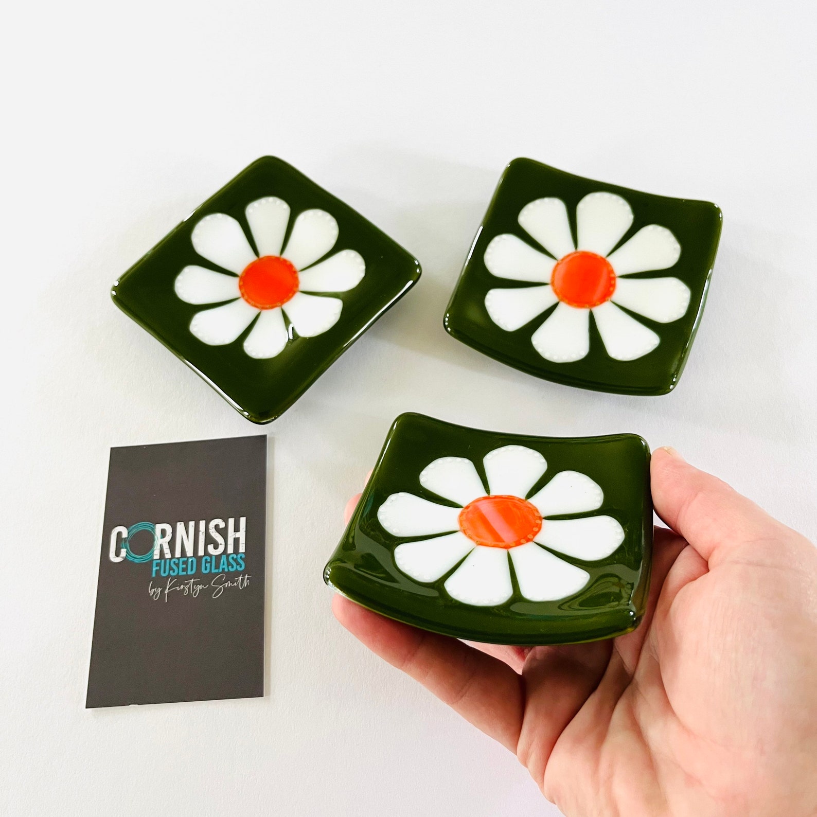 Fused Glass Beautiful Daisy Trinket Dish Cornish Fused Etsy