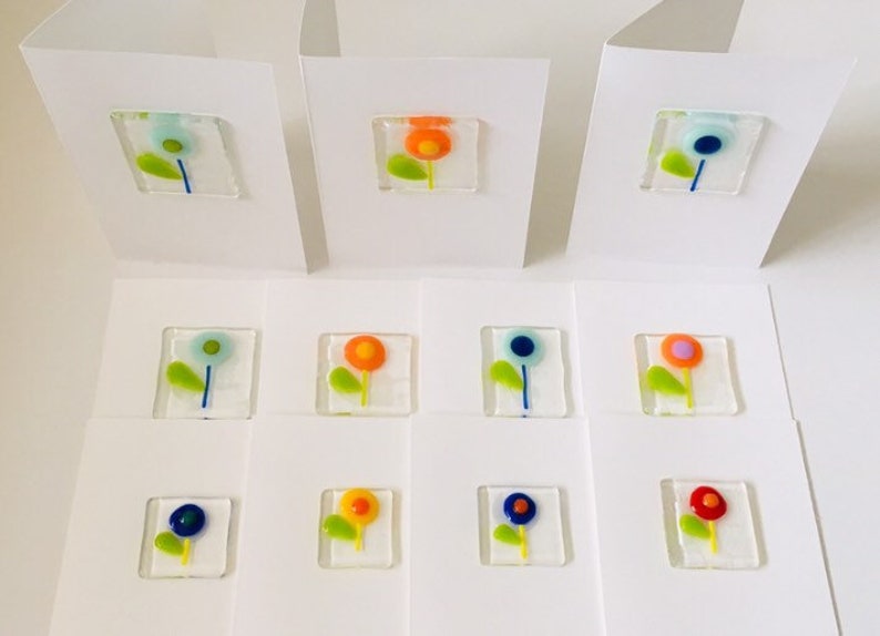 Fused Glass- Fused Glass Blank Thank You Greetings Card - fused