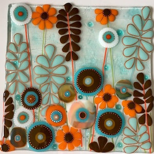 Fused Glass Art - Contemporary Fused glass flowers retro art, Fused glass, Cornish fused glass,
