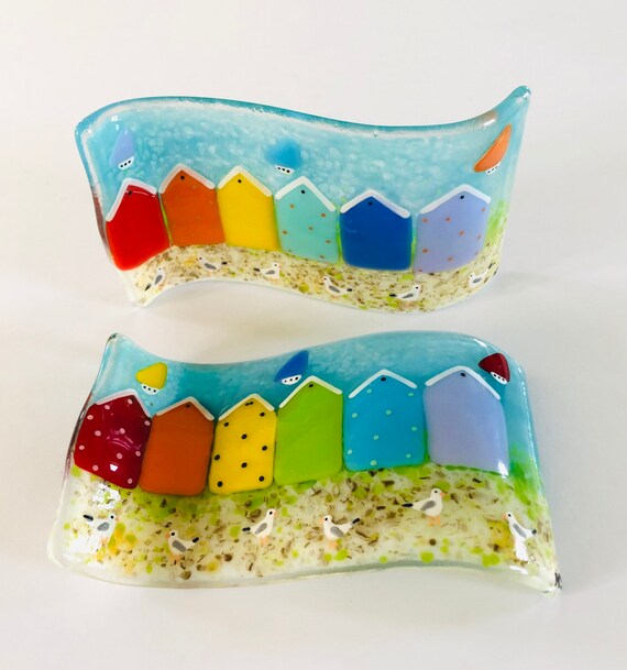 Fused Glass Beach Hut Wave Cornish Fused Glass Fused Glass Etsy