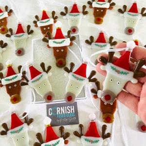 Fused Glass Reindeer Christmas decoration -Fused Glass Christmas Ornament, Raindeer decoration, Cornish Fused Glass