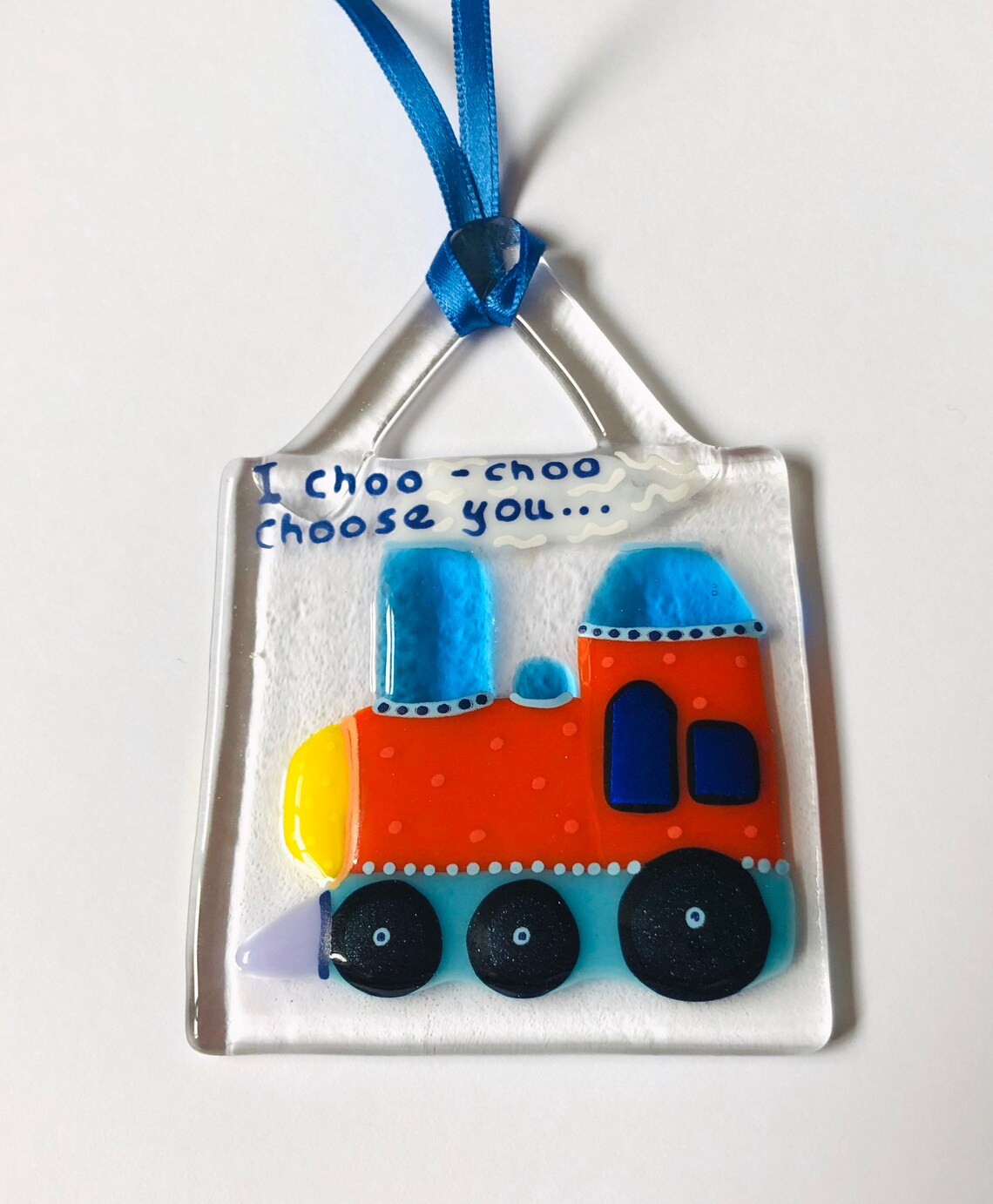 Fused Glass Art Fused Glass Train Hanger Fused Glass Etsy