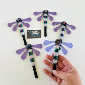 Fused Glass dragonfly plant pot stake decoration - dragonfly garden decoration, cornish fused glass, fused glass Cornwall