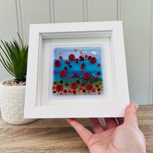 Fused Glass Coastal Poppy Flowers Wall Art, Cornish Fused Glass, Fused ...