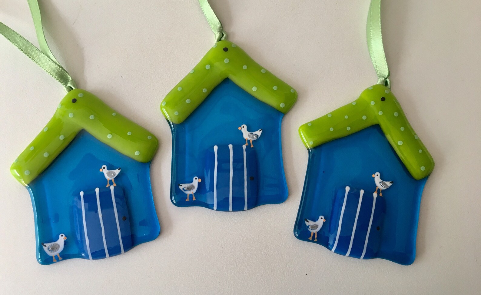 Fused Glass Fused Glass Sun Catcher Beach Hut Sun Catchers Etsy UK