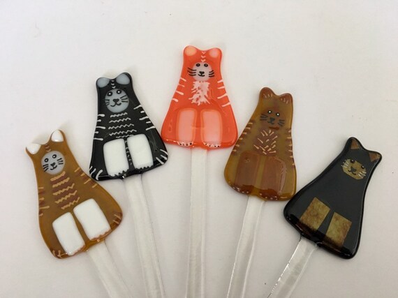 Fused Glass Art - Cute Cat Fused Glass Decoration, Fused Glass