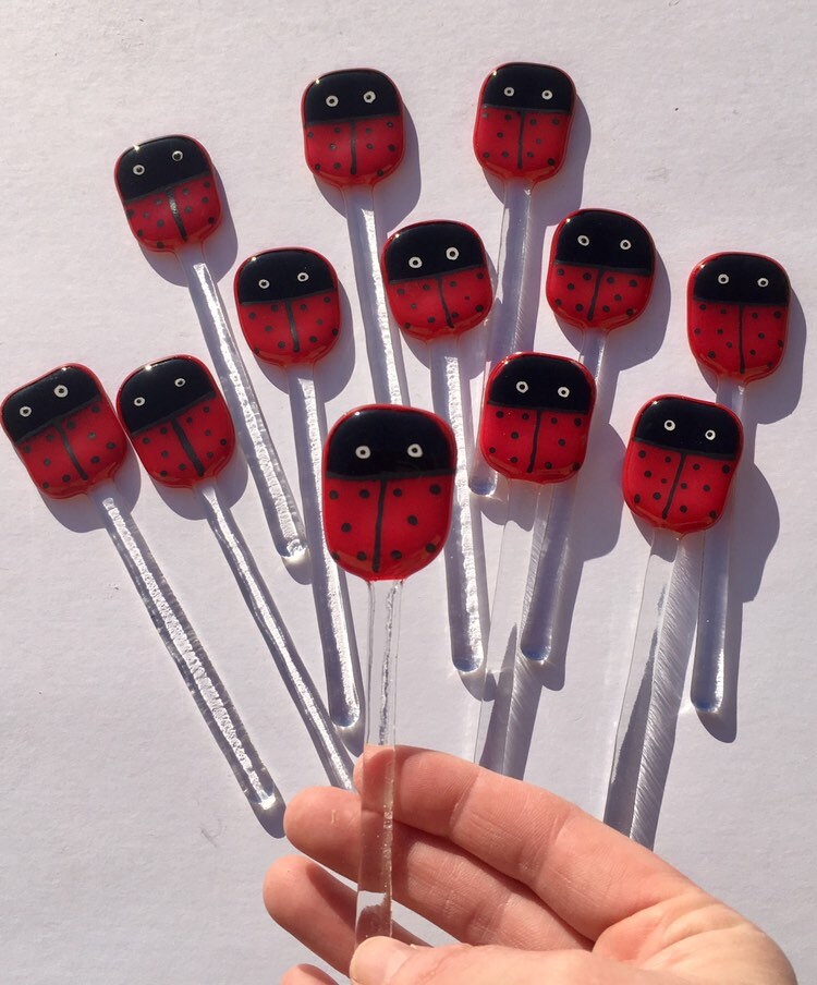 Fused Glass Ladybug Garden Decoration Fused Glass Plant Etsy UK