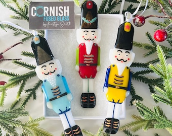 Fused Glass Nut cracker Toy solider Christmas decoration, Christmas tree decoration, Christmas decor, Cornish fused glass