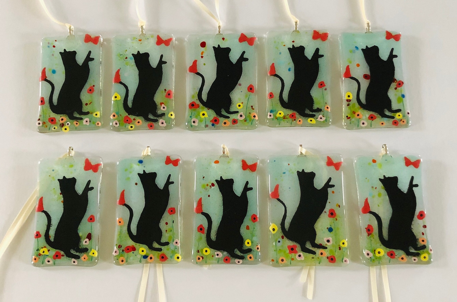 Fused Glass Cute Fused Glass Cat Decoration Cat Memorial Etsy
