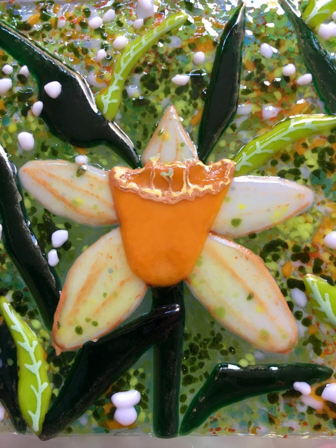 Fused Glass Art Fused Glass Flowers Spring Inspired Daffodil Etsy