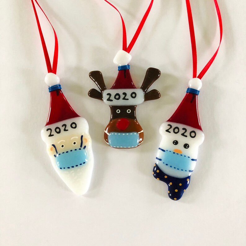 Fused glass Father Christmas in Mask decoration snowman  Etsy