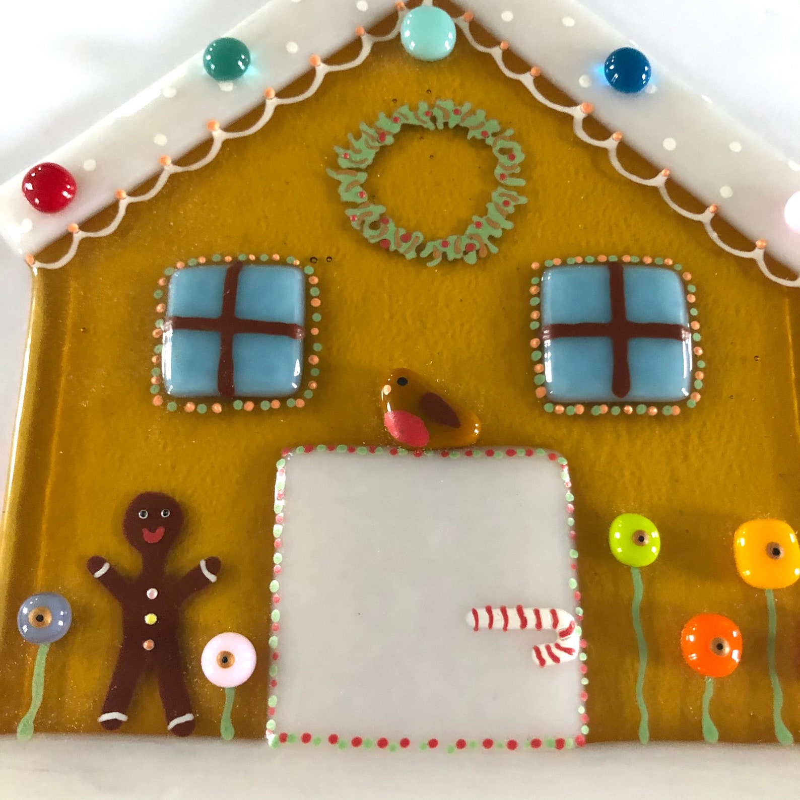 Fused Glass Gingerbread House Christmas Decoration Fused Etsy