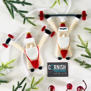 Funny Fused Glass Santa Christmas Decoration, fused glass decoration, Father Christmas decoration, Cornish Fused Glass