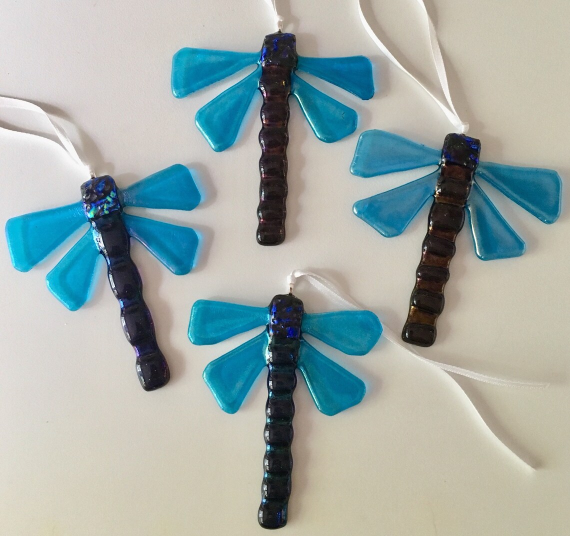 Fused Glass Dragonfly Decoration Fused Glass Art cornish Etsy