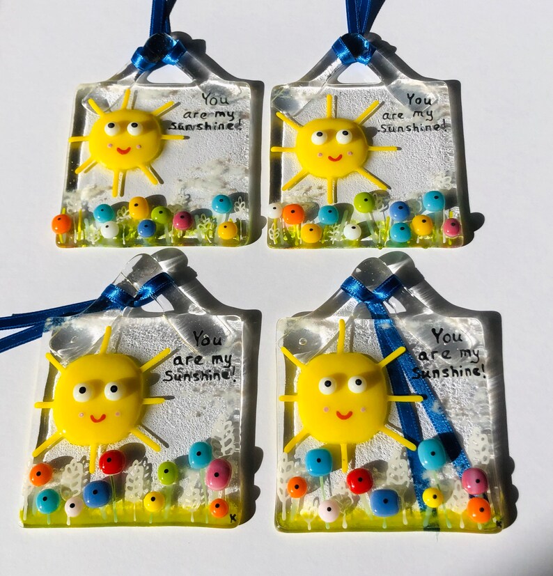 Fused Glass Art Fused Glass Cute Sunshine Hanger Fused Etsy