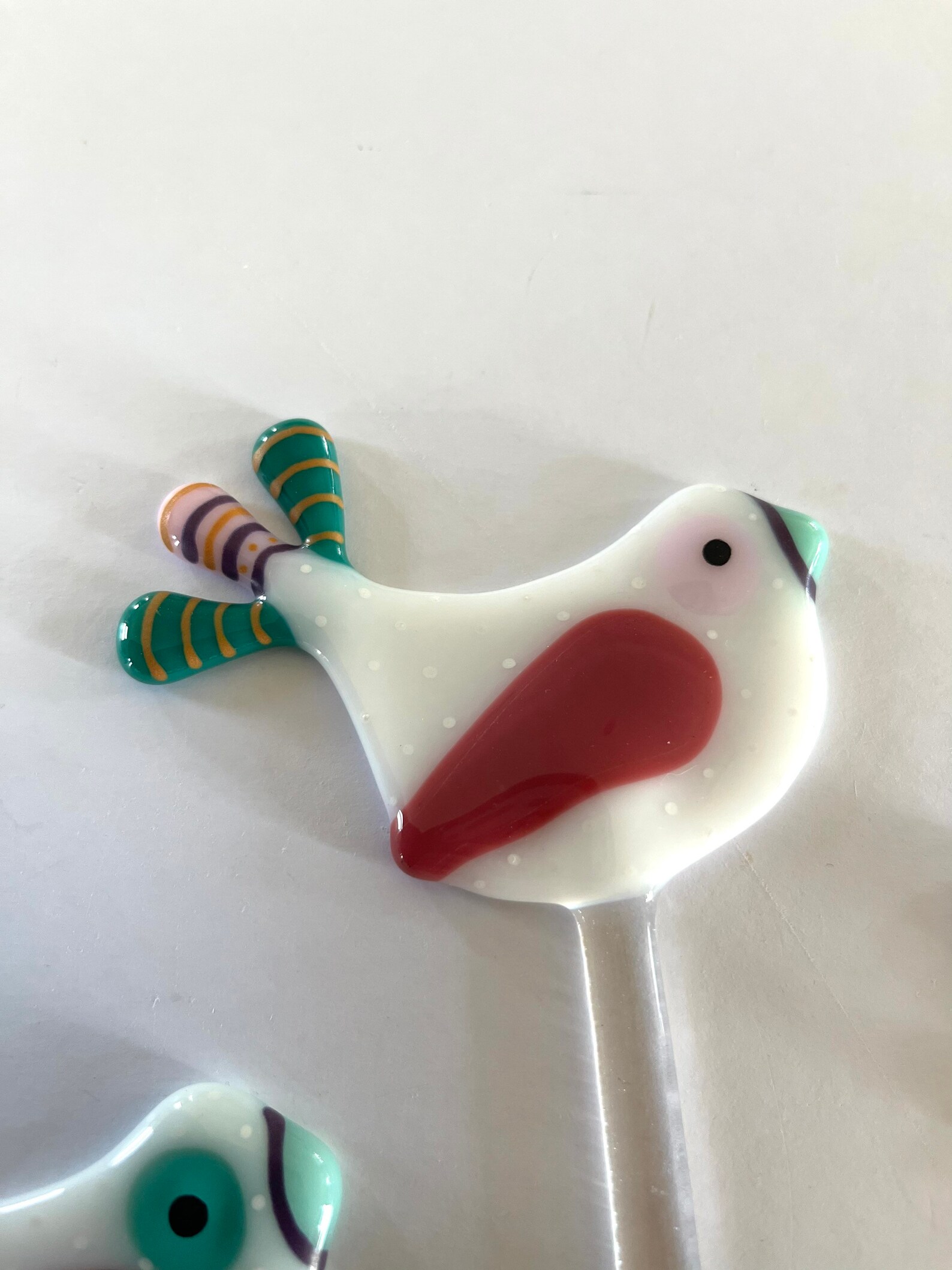 Fused Glass Bird Garden Decoration Fused Glass Plant Stakes Etsy