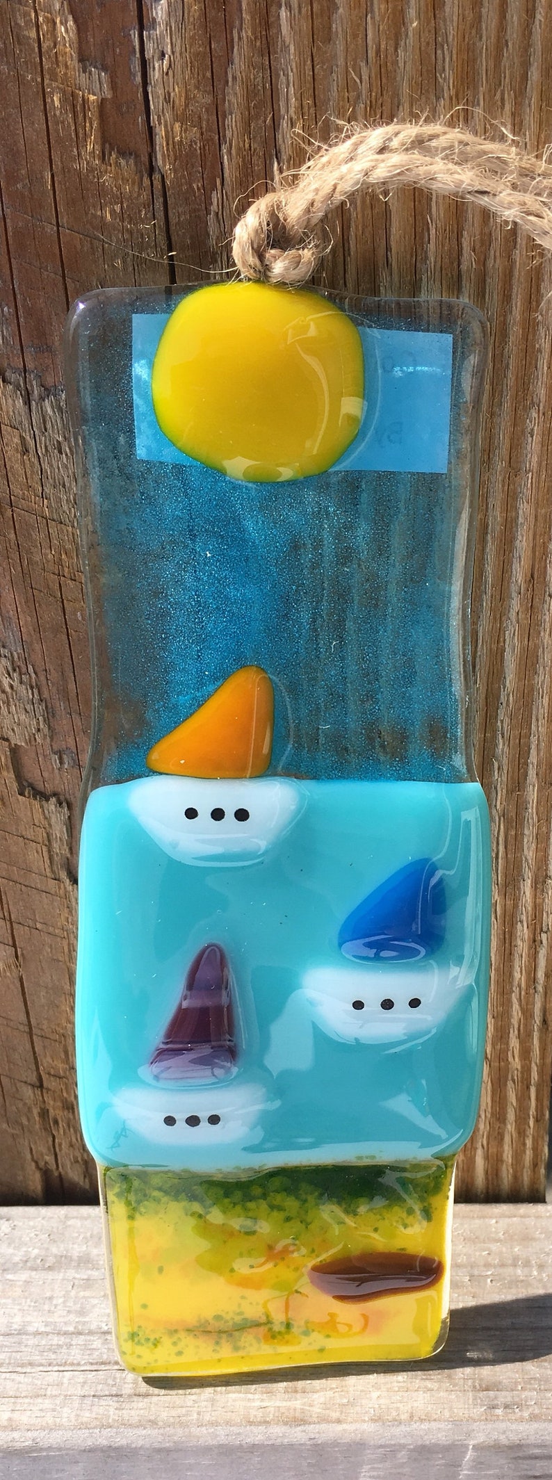 Fused Glass Art Fused Glass Boats Coastal Beach Suncatcher Etsy UK