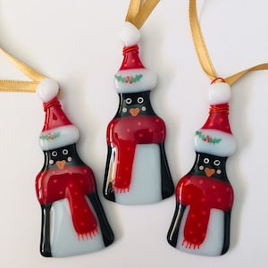 Fused Glass penguin Christmas decoration Fused Glass penguin decoration, Christmas decoration, Fused Glass Ornament, Fused Glass Cornwall image 5