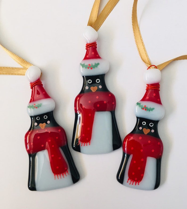 Fused Glass penguin Christmas decoration Fused Glass penguin decoration, Christmas decoration, Fused Glass Ornament, Fused Glass Cornwall image 5