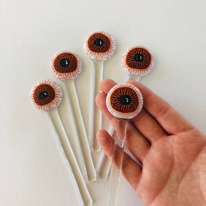Fused Glass Eye Ball Halloween Drink Stirrer Fused Glass Etsy