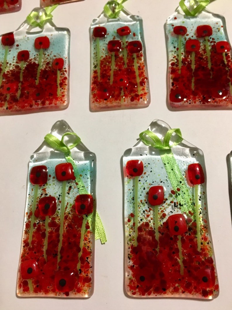 remembrance gift Fused glass poppy art poppy art cornish fused glass, poppy gift Remembrance poppy floral sun catchers