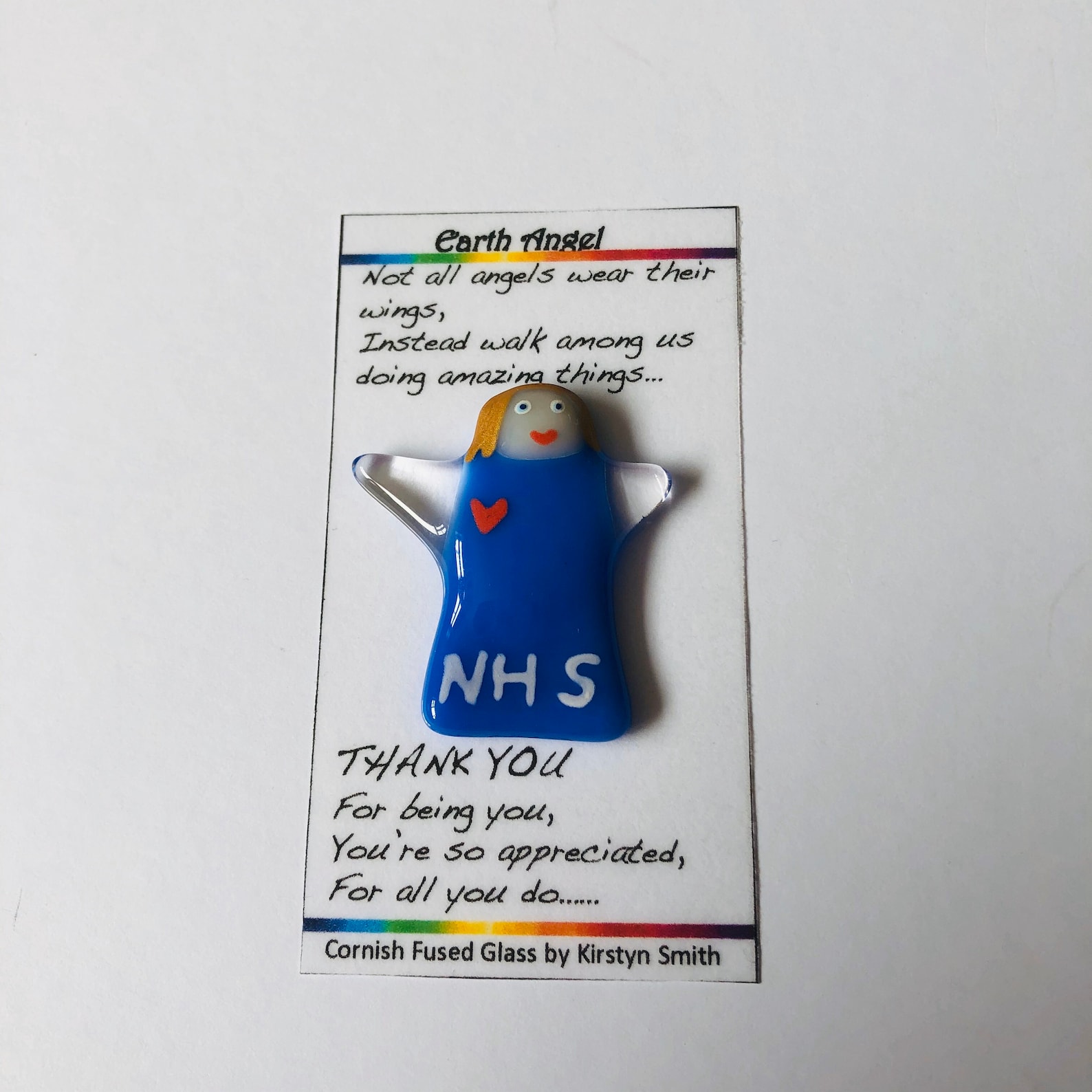 Fused Glass Thank You Pocket Charm Cornish Fused Glass Etsy UK