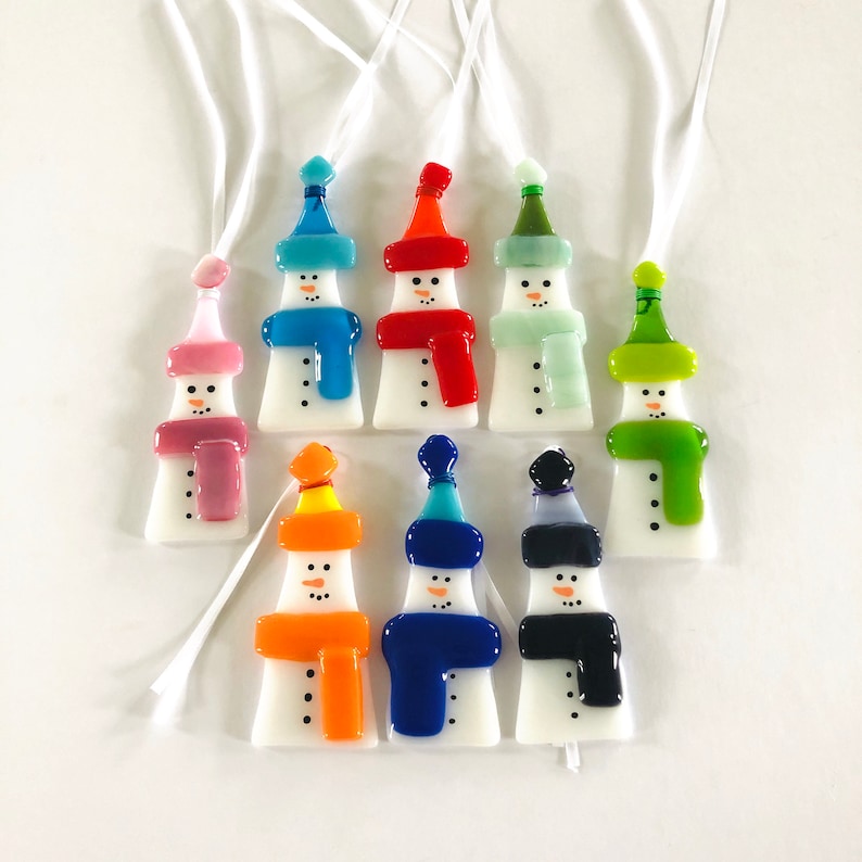 Fused glass Christmas decoration, snowman decoration, Christmas decoration, snowman decoration, Christmas, snowman, Fused Glass Cornwall image 1