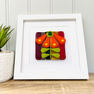 Fused Glass Retro Flower Art - floral fused glass art, Fused glass, Cornish fused glass, Fused Glass Cornwall