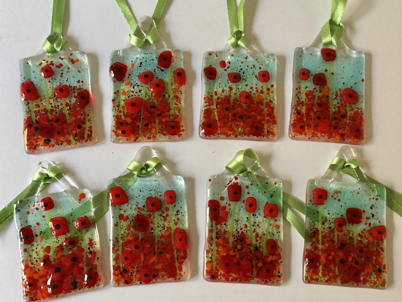 remembrance gift Fused glass poppy art poppy art cornish fused glass, poppy gift Remembrance poppy floral sun catchers