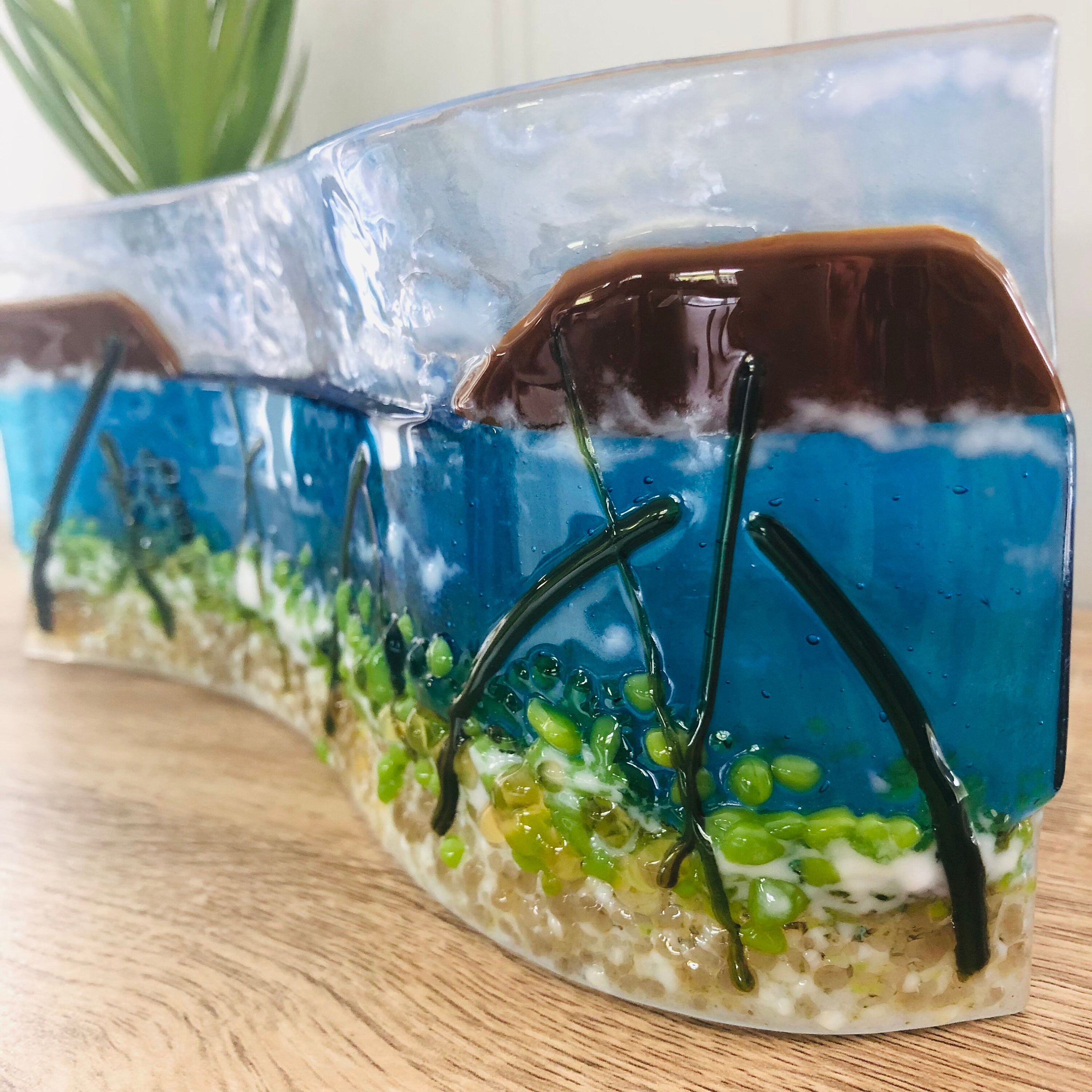 Fused Glass Cornish Coast Freestanding Wave Fused Glass Art Etsy UK