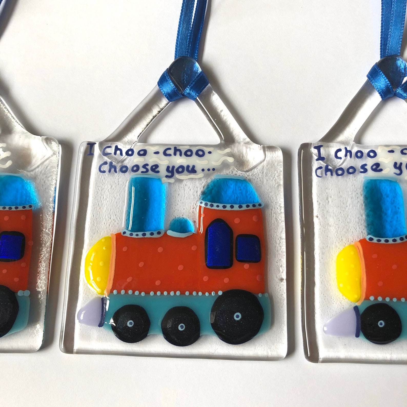 Fused Glass Art Fused Glass Train Hanger Fused Glass Etsy