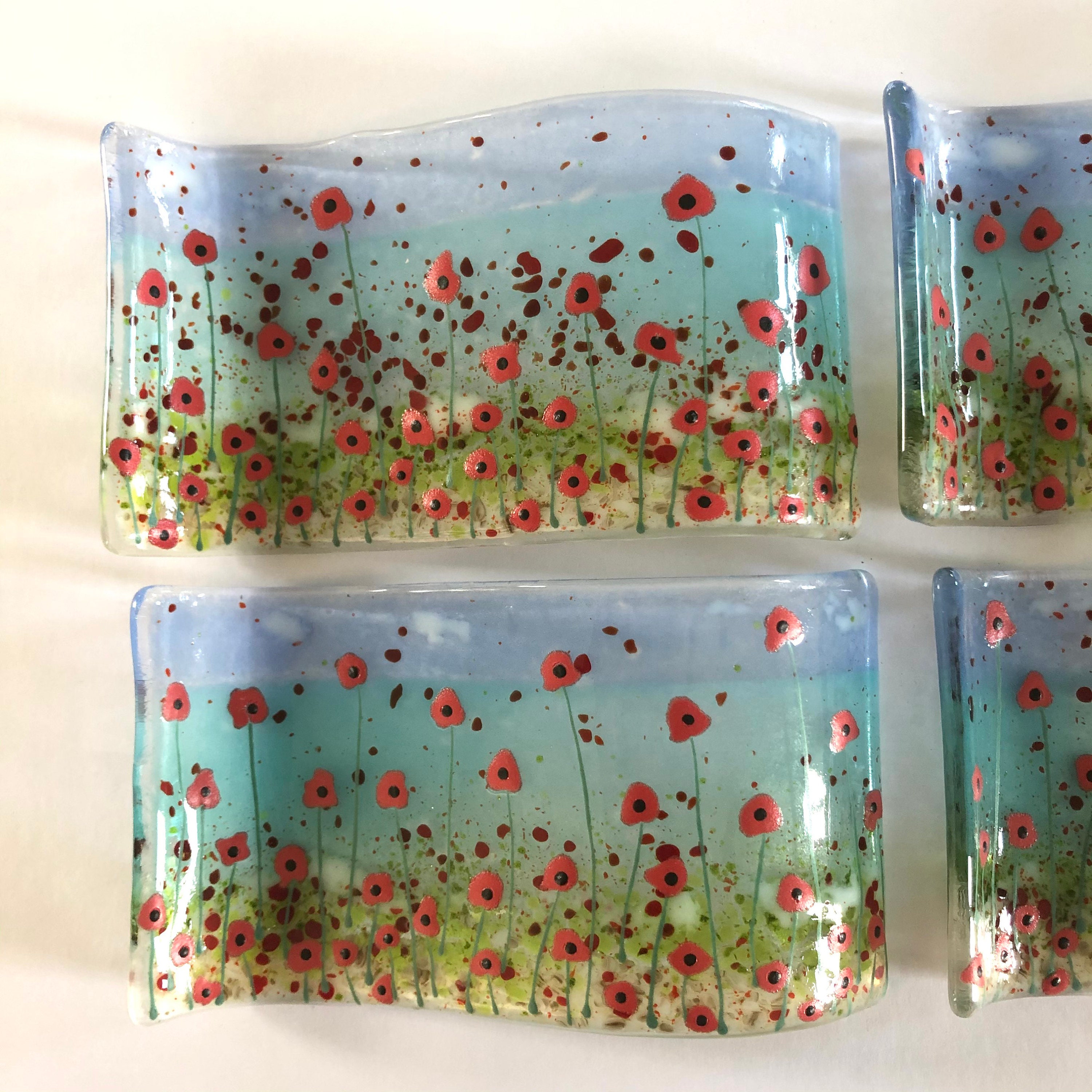 Fused Glass Art fused glass beautiful poppy coastal floral Etsy