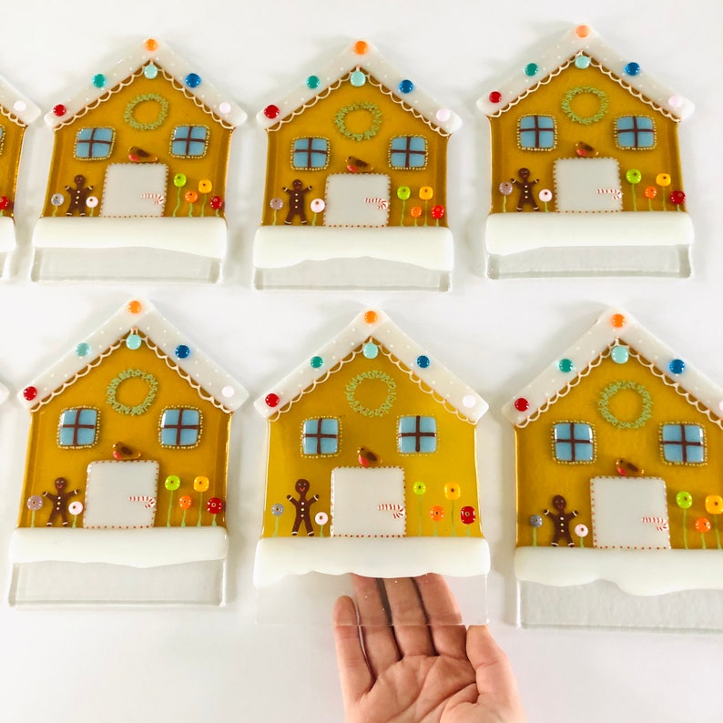 Fused Glass Gingerbread House Christmas Decoration Fused Etsy