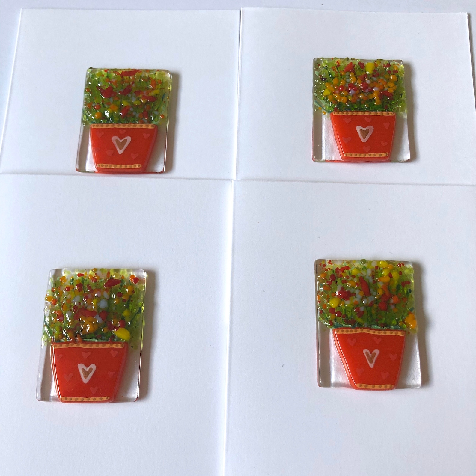 Fused Glass Flower Art Thank You Greetings Card fused glass Etsy