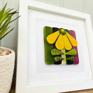 Fused Glass Retro Flower Art - floral fused glass art, Fused glass, Cornish fused glass, Fused Glass Cornwall