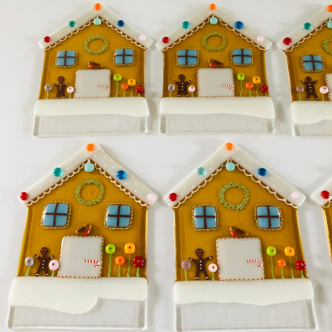 Fused Glass Gingerbread House Christmas decoration Fused Etsy