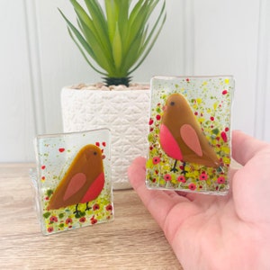 Fused Glass - Robin Christmas t-light Decoration, Christmas decorations, cornish fused glass