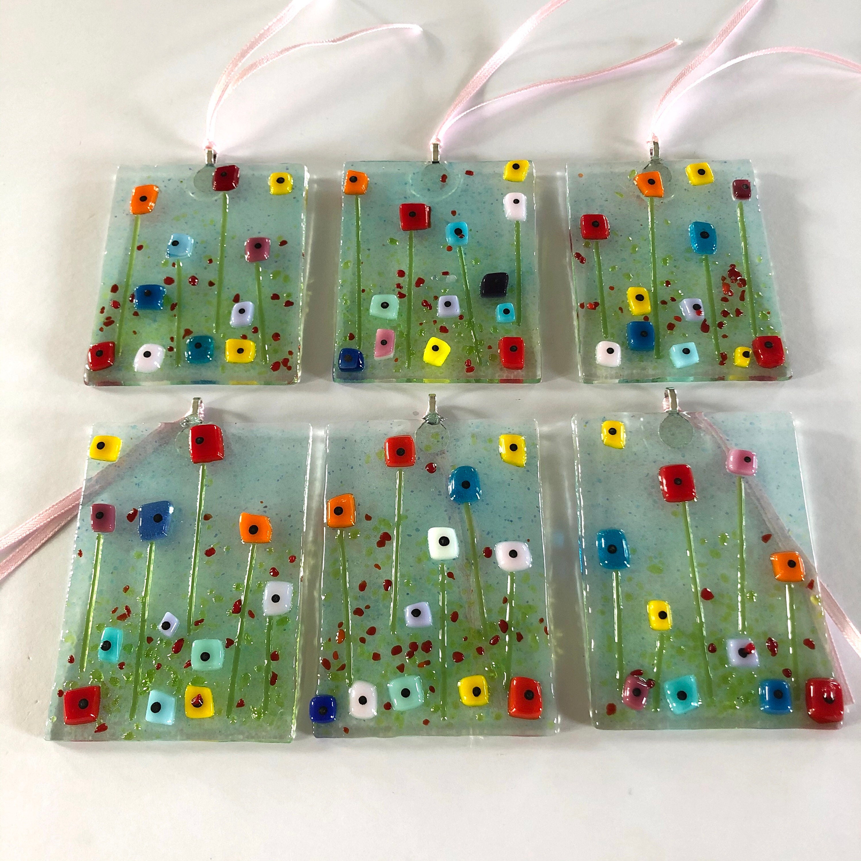 Fused Glass Flower Hanging Decoration cornish fused glass Etsy