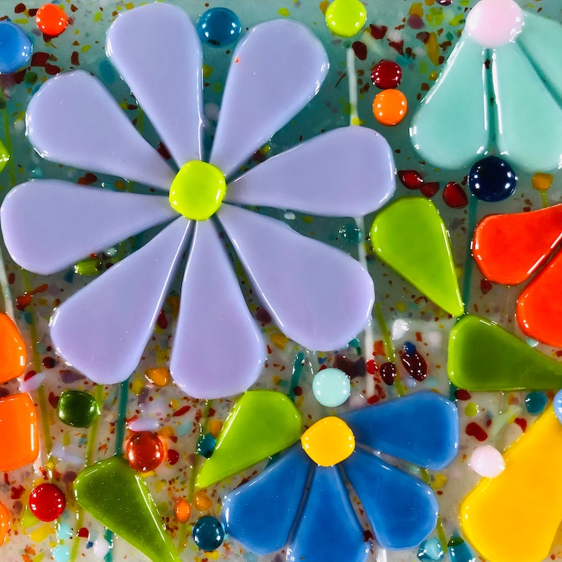 Fused Glass Fused Glass Art Fused Glass Wall Art Floral Etsy UK