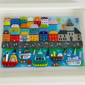 Porthleven Porthleven Porthleven Küste Hafen Hafen Glaskunst, cornish Fusing Glas, Fusing Glass Cornwall