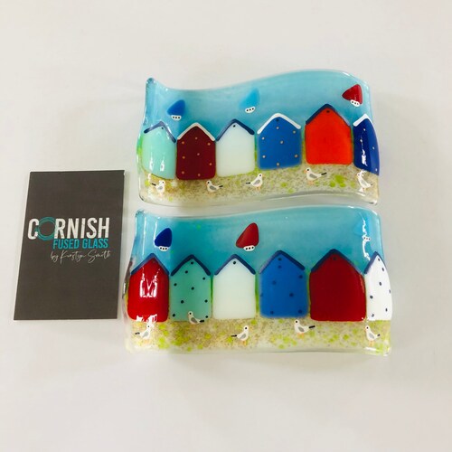 Fused Glass Art Fused Glass Beach Hut Wave Cornish Fused Etsy