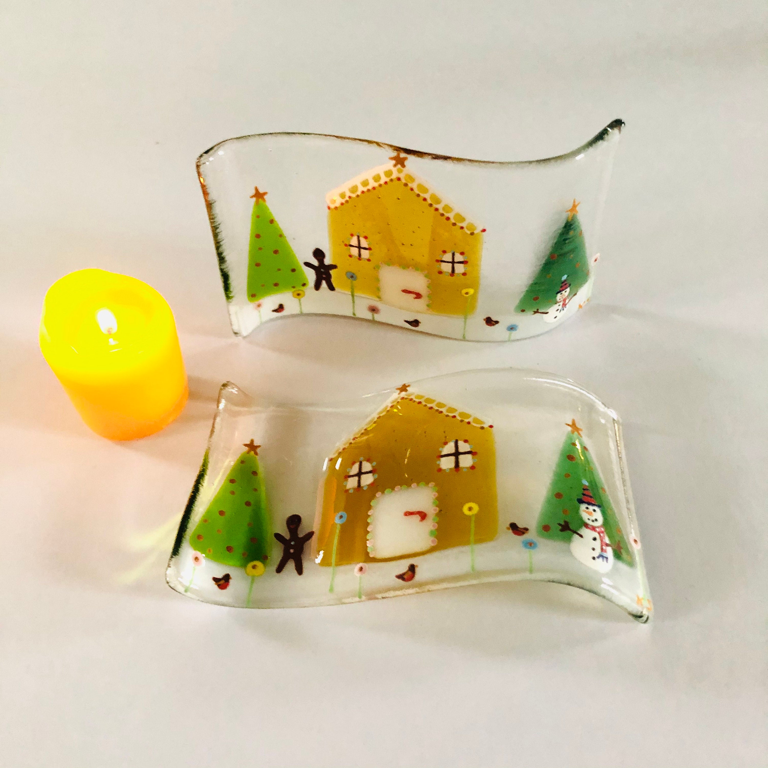 Fused Glass Gingerbread House Christmas Decoration Fused Etsy UK