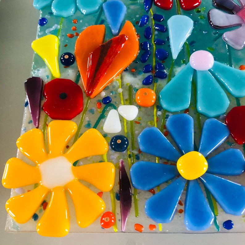 Fused Glass Flowers Art Fused Glass Cornish Fused Glass Etsy