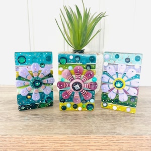 Beautiful Fused Glass Floral Art Candle Holder, Retro inspired flower art, Cornish Fused Glass, Fused Glass Cornwall