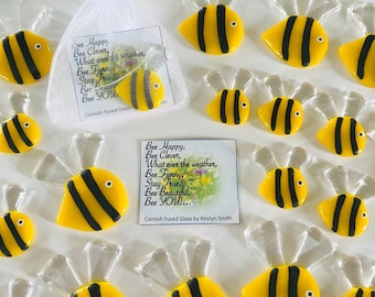 Fused Glass Bee charm - Cornish Fused Glass, Fused Glass Cornwall