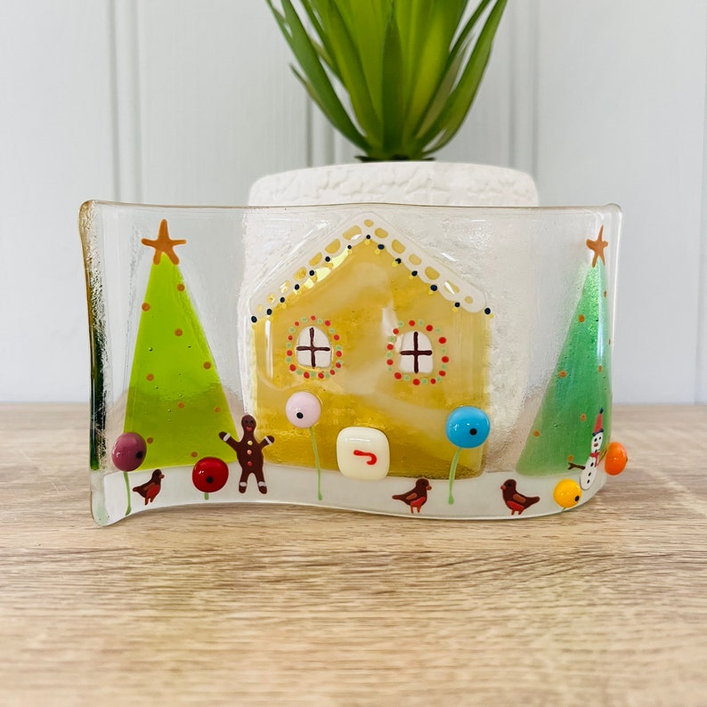 Fused Glass Gingerbread House Christmas Decoration Fused Etsy UK