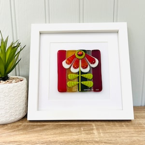 Fused Glass Retro Flower Art - floral fused glass art, Fused glass, Cornish fused glass, Fused Glass Cornwall