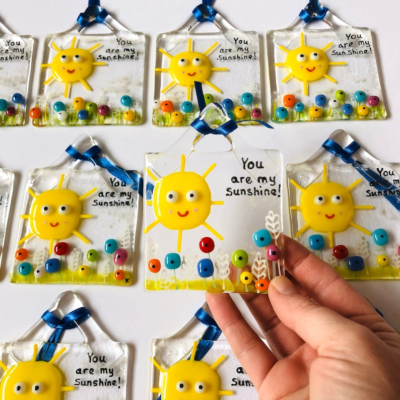 Fused Glass Art Fused Glass Cute Sunshine Hanger Fused Etsy