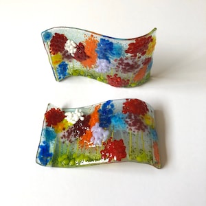 Fused Glass Flowers Art - Fused Glass Wave, Cornish fused glass