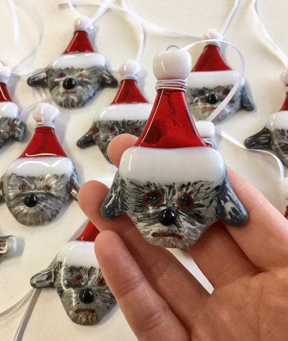 Geschmolzenes Glas Weihnachtsdekoration Schnauzer Weihnachtsdekoration Geschmolzenes Glas Weihnachten Cornish Geschmolzenes Glas